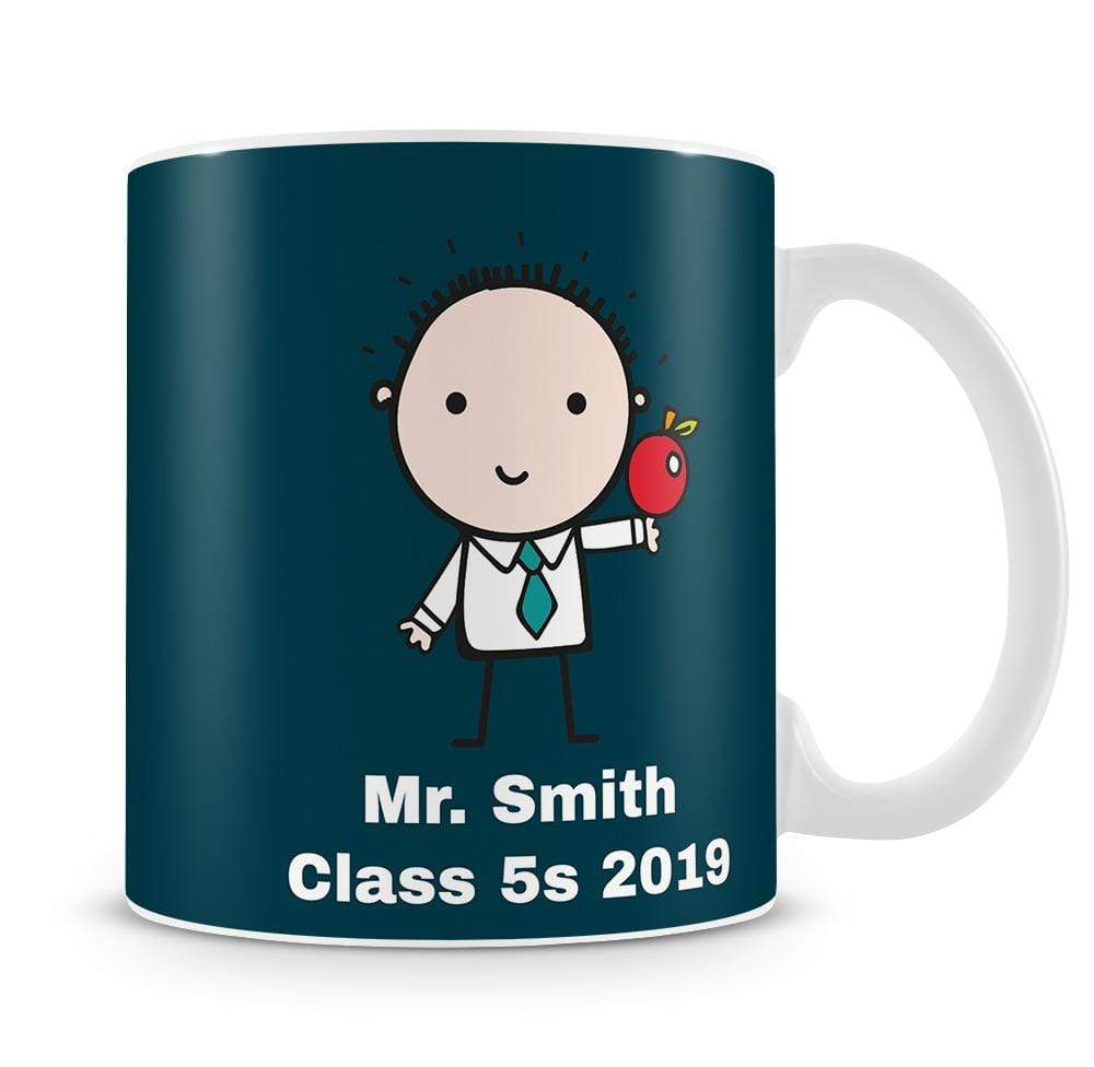 Blue Thank You Mr Teacher Personalised Mug